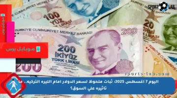 اليوم 7 أغسطس 2025: ثبات ملحوظ لسعر الدولار أمام الليرة التركية.. ما تأثيره على السوق؟